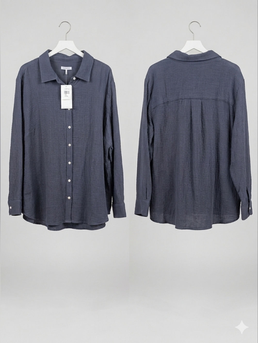 Foxcroft Women's Long-Sleeve Button-Down Shirt in Blue.